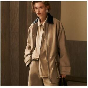 COS Leather-Collar Field Jacket Camel Size M